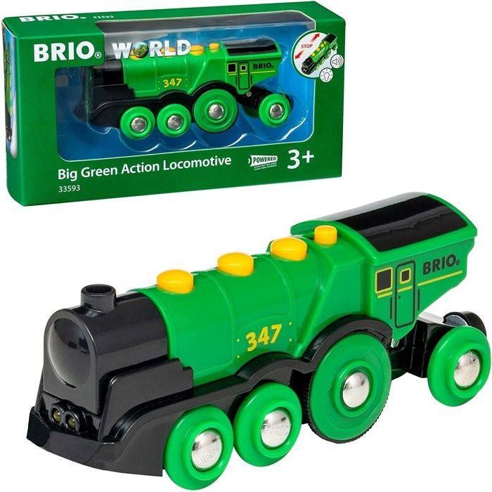 BRIO World - 33593 - Potente locomotora verde con baterías - Juguete de madera 1