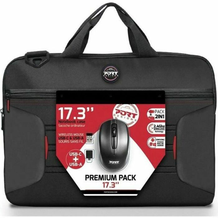 PAQUETE PREMIUM: bolsa para portátil 17 + ratón inalámbrico + adaptador Dungle USB y tipo C