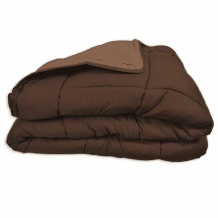 Toison D'Or Edredón CALGARY Microfibra 400g/m² 200x200cm Choco & Moka Relleno Fibra Hueca Poliéster OEKO TEX Ignífugo Acolchado Cuadros 2