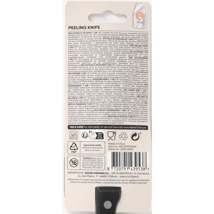 Cuchillo Pelador Masterchef 7 cm (24 Unidades) 2 Cuchillo Pelador Masterchef 7 cm (24 Unidades) 2