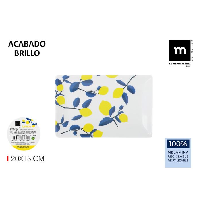 Bandeja Melamina Brillo Lemon 20x13x2 cm La Mediterranea (24 Unidades) Bandeja Melamina Brillo Lemon 20x13x2 cm La Mediterranea (24 Unidades)