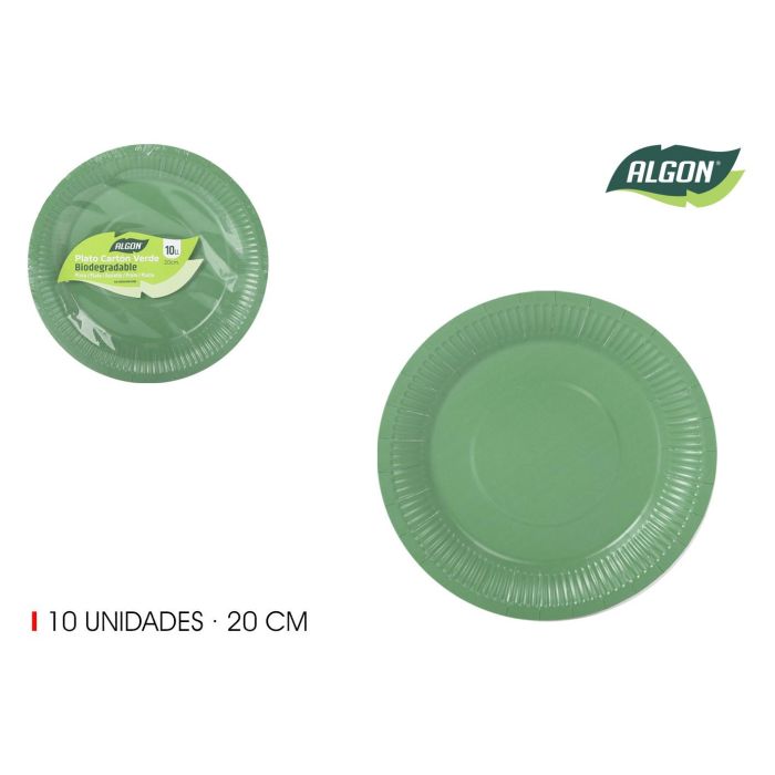 Set de 10 platos de cartón verde soja 20 cm Algon (24 Unidades) Set de 10 platos de cartón verde soja 20 cm Algon (24 Unidades)