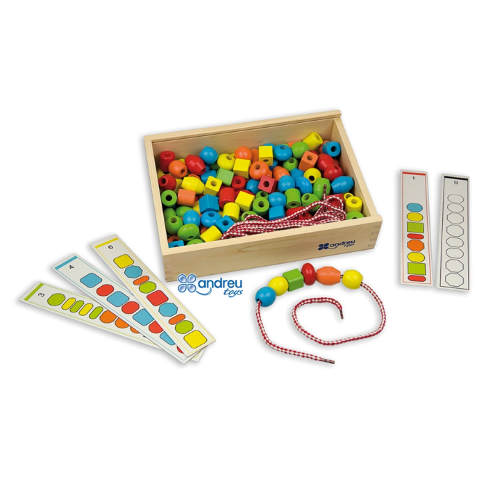 Andreutoys Juego para Ensartar Formas Didácticas, 150 Piezas Surtidas con 10 Cordones y 10 Plantillas 1 Andreutoys Juego para Ensartar Formas Didácticas, 150 Piezas Surtidas con 10 Cordones y 10 Plantillas 1
