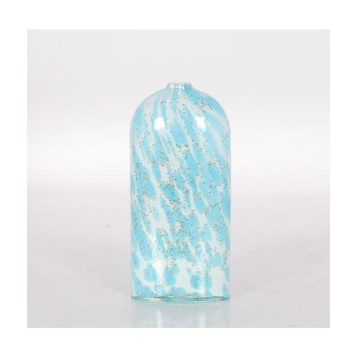 DKD Home Decor Jarrón Decorativo de Cristal Azul Estilo Mediterráneo, 28 cm Alto