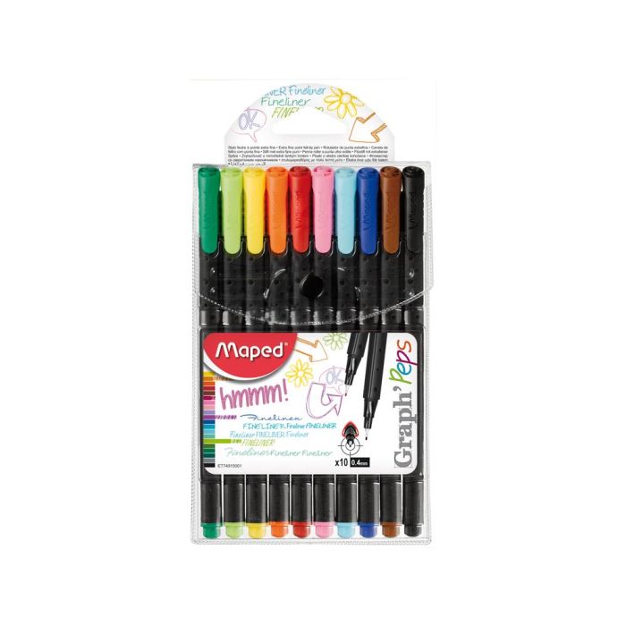 Rotulador Maped Punta De Metal Graph Peps Fine Liner Estuche De 10 Colores Surtidos 1