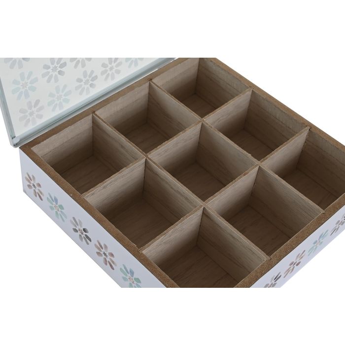 DKD Home Decor Caja para Infusiones Urban Azul Celeste Gris 24x24x7 cm MDF y Cristal Hecho a Mano 3