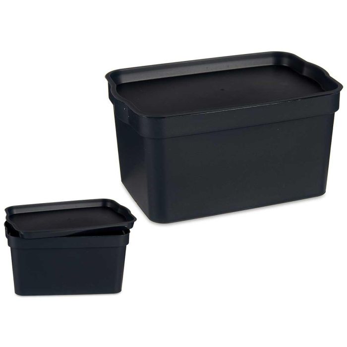 Caja de plástico con tapa Kipit 2,3L antracita 13,5x11x20 cm (24 Unidades) Caja de plástico con tapa Kipit 2,3L antracita 13,5x11x20 cm (24 Unidades)
