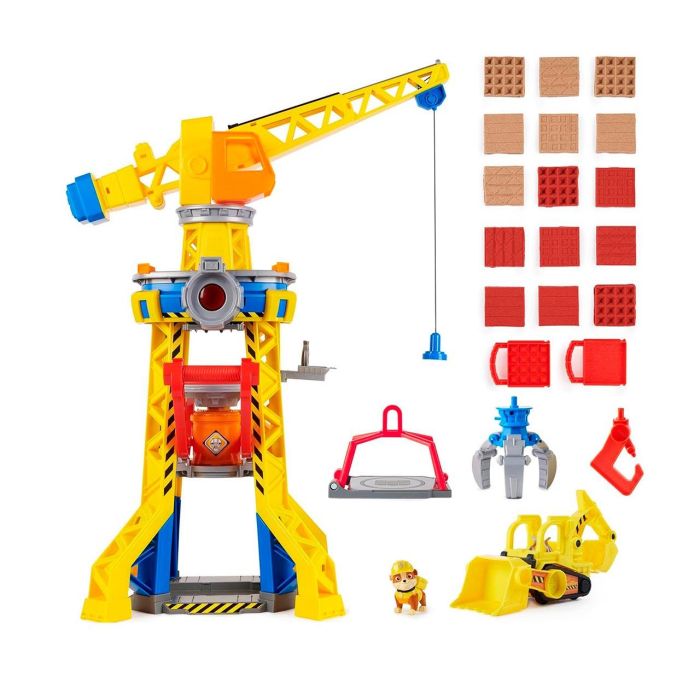 Spin Master 6067494 Equipo Rubble Playset Patio de Trabajo con grúa de 60cm, luces, sonidos y accesorios de construcción 2