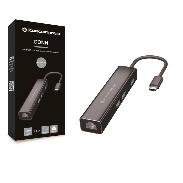 Conceptronic Adaptador Usb-C A Gigabit Ethernet Rj45 Con Hub Usb 3.0 3 Puertos 2 Conceptronic Adaptador Usb-C A Gigabit Ethernet Rj45 Con Hub Usb 3.0 3 Puertos 2