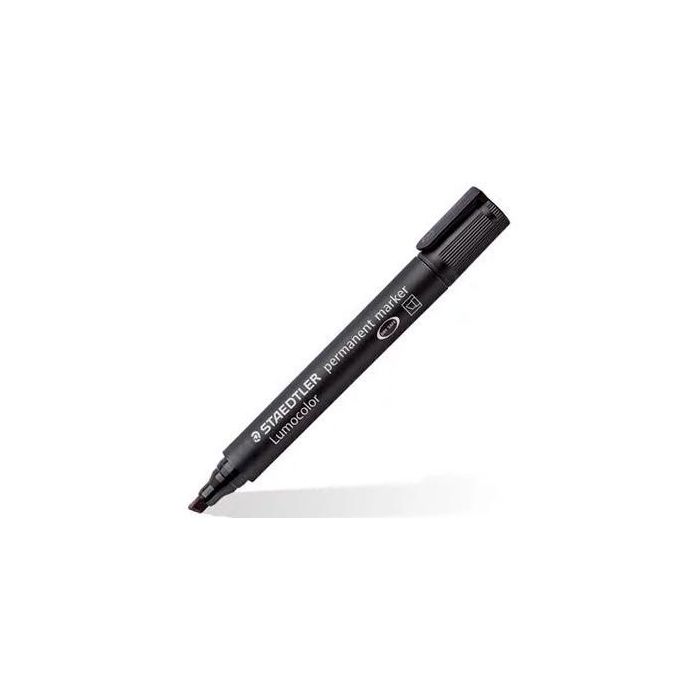 Staedtler Rotulador Permanente Lumocolor 350 Punta Biselada Negro - Secado Rápido, Indeble, Resistente al Agua y a la Luz