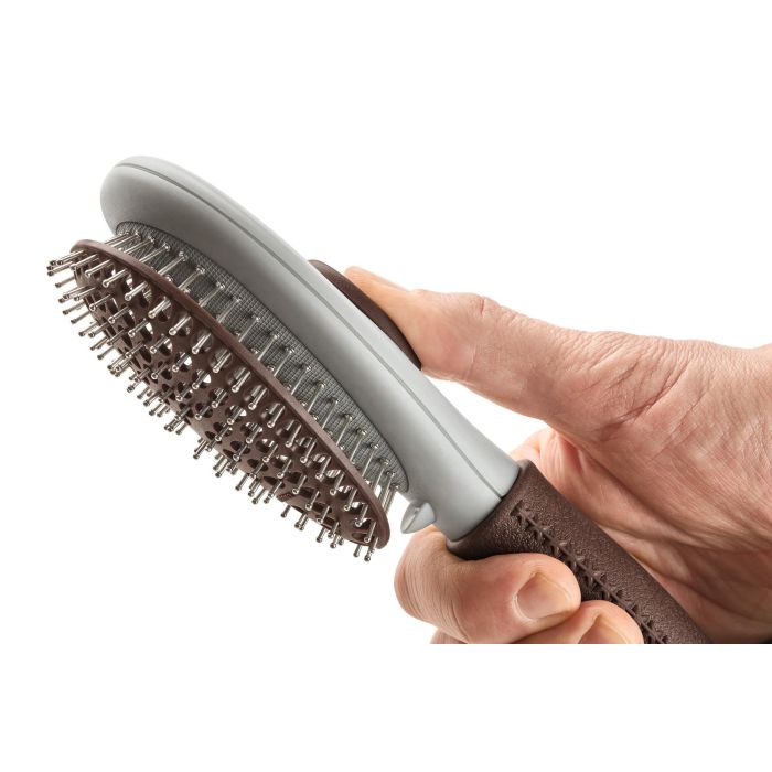 Hunter Cepillo Autolimpiable Talla L para Perros con Botón Integrado y Mango Ergonómico para Eliminación de Pelo Muerto 5