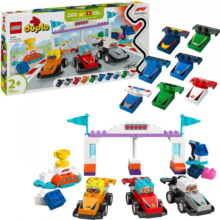 Lego 10445 Duplo Coches de Carreras y Pilotos Equipo F1, Set de Construcción con Semáforo, Podio y Coches Personalizables 10 Lego 10445 Duplo Coches de Carreras y Pilotos Equipo F1, Set de Construcción con Semáforo, Podio y Coches Personalizables 10
