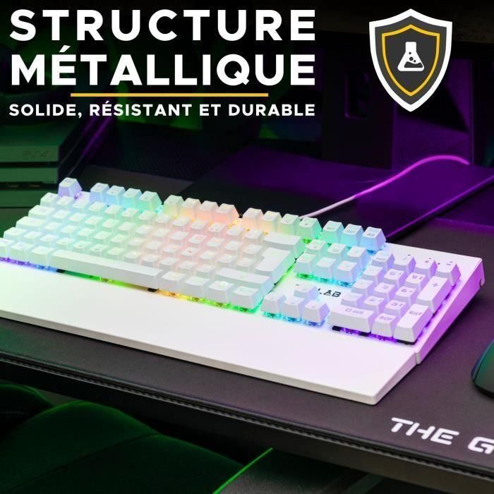 Teclado Gaming - The G-Lab - KEYZ RUBIDIUM - Mecánico (Interruptor Rojo) - Reposamuñecas - RGB - Con Cable - Azerty - Blanco 5