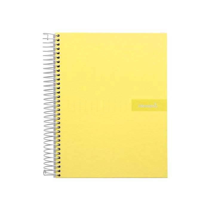 Cuaderno Espiral Liderpapel A4 Crafty Tapa Forrada 80H 90 gr Cuadro 4 mm Con Margen Color Amarillo 5 unidades 2