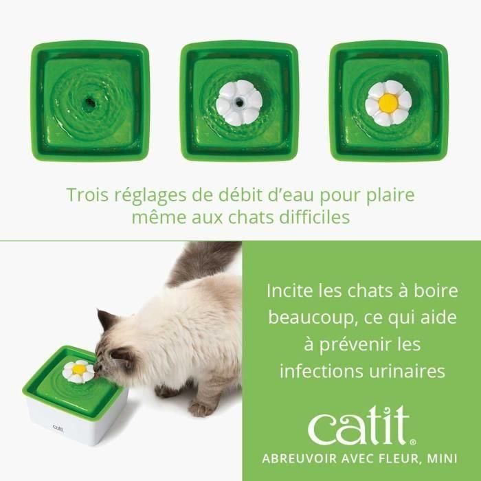 Cat It Mini Bebedero con Flor para Gatos, Fuente de Agua Fresca y Pura 1.5 L (50.7 fl oz), Color Blanco y Verde, Fácil Limpieza 2 Cat It Mini Bebedero con Flor para Gatos, Fuente de Agua Fresca y Pura 1.5 L (50.7 fl oz), Color Blanco y Verde, Fácil Limpieza 2