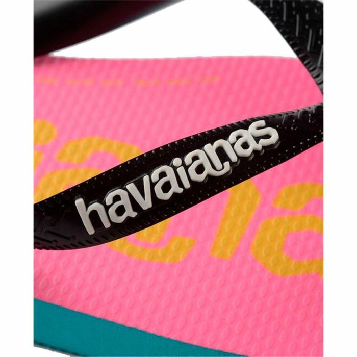 Chanclas para Mujer Havaianas Top Logomania Azul Rosa 2 Chanclas para Mujer Havaianas Top Logomania Azul Rosa 2