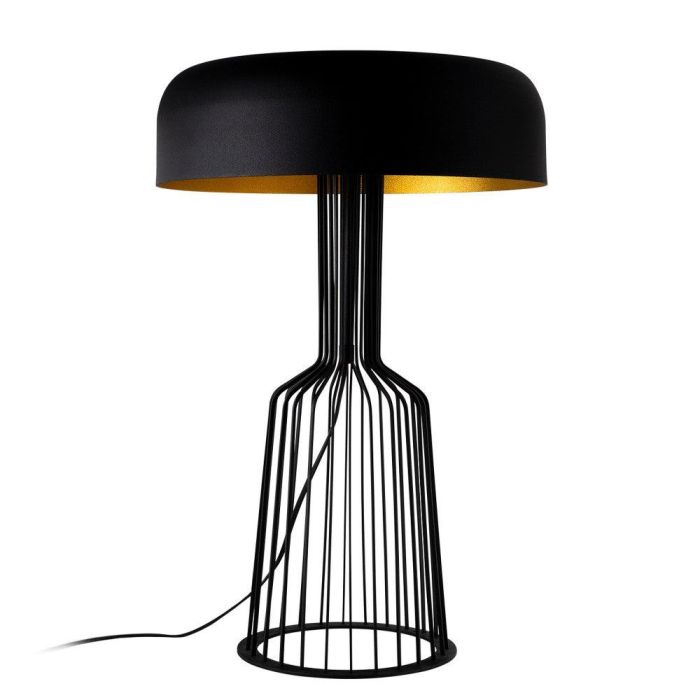 Lámpara de Mesa estilo moderno Fellini Negro/Oro 2 x E27 Sin Bombilla OPV-527ABY2179 3