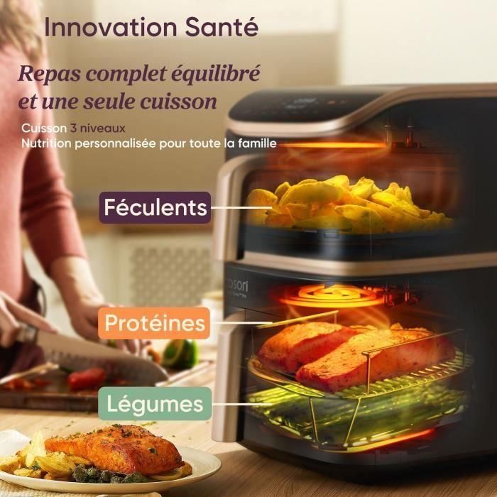 Freidora sin aceite COSORI - Turbo Tower Pro Smart - Capacidad de 10,8 L - 2 depósitos - 7 programas - 2630 W - Color negro 5 Freidora sin aceite COSORI - Turbo Tower Pro Smart - Capacidad de 10,8 L - 2 depósitos - 7 programas - 2630 W - Color negro 5