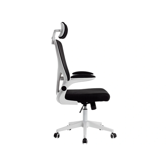 Q-connect Silla Ergonómica Pal ermo Alt Max 1300 Anc 610 Prof 600 Ruedas Premium Malla Base Nylon Reposacabezas Soporte Lumbar Color Blanco Negro 6