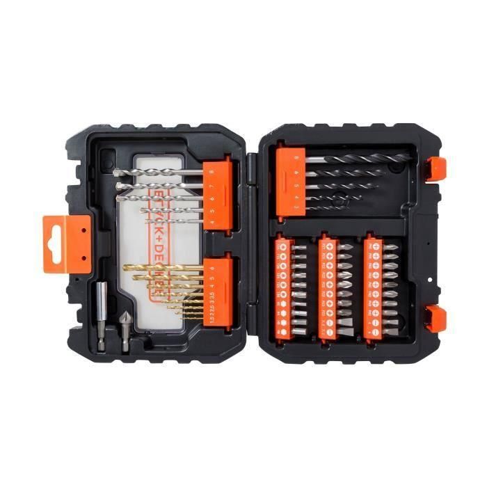 Black + Decker A7232 Set 50 Accesorios de Taladrado y Atornillado con Brocas de Madera, Hormigón, HSS-Tin y Puntas de Destornillador 1 Black + Decker A7232 Set 50 Accesorios de Taladrado y Atornillado con Brocas de Madera, Hormigón, HSS-Tin y Puntas de Destornillador 1