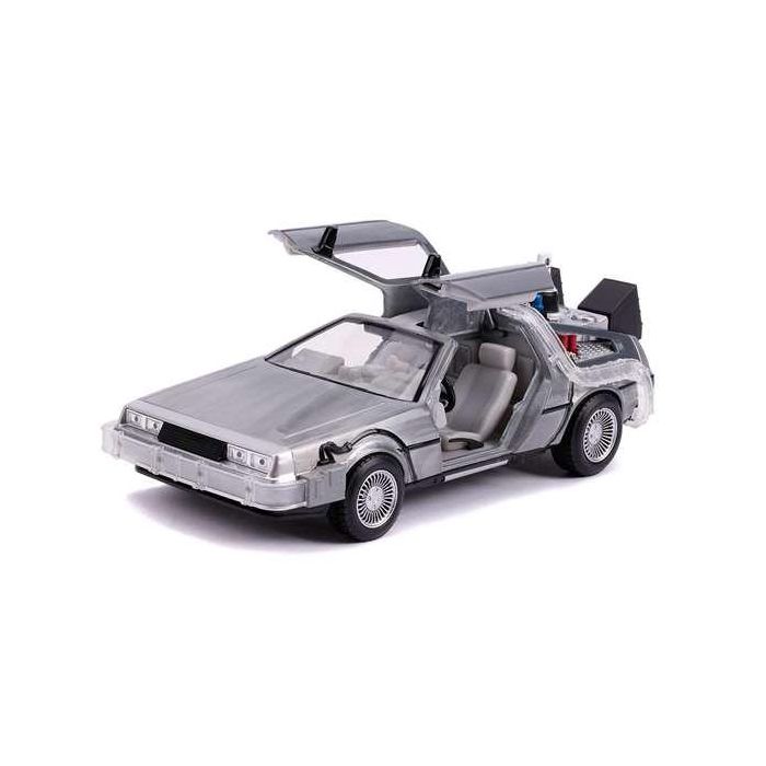 Coche de metal dlorean regreso al futuro ii con luz escala 1:24 30x15x11 cm 5