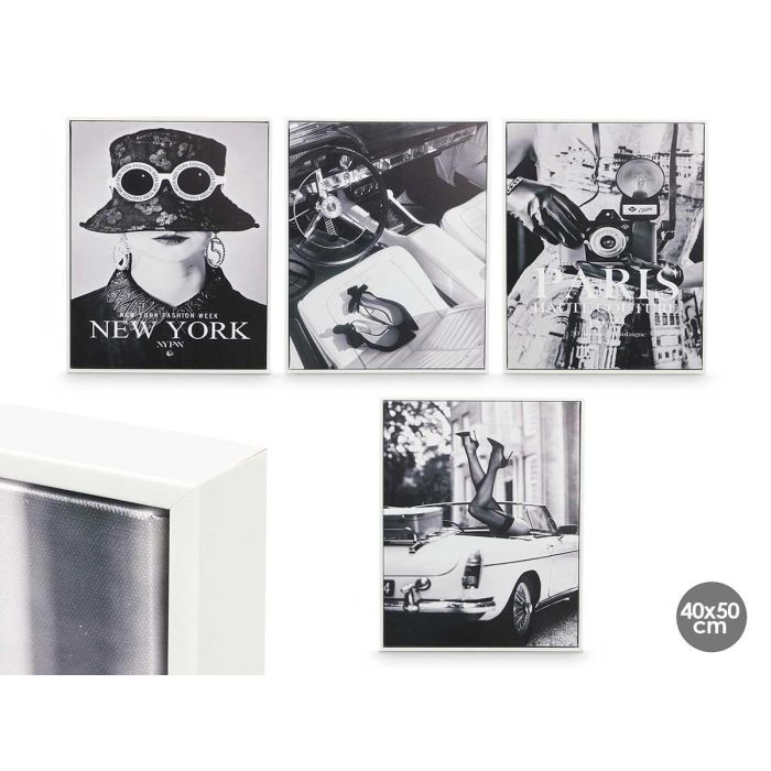 Cuadro Lienzo Marco Blanco Ciudades Surtidos 40X50 Giftdecor (4 Unidades) Cuadro Lienzo Marco Blanco Ciudades Surtidos 40X50 Giftdecor (4 Unidades)