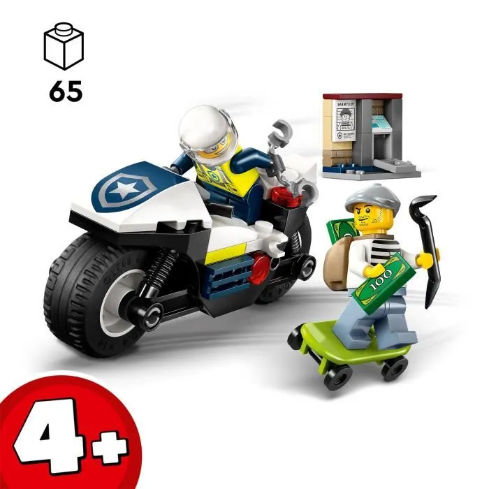 Lego City Police Juego de Construcción Persecución en Moto Policía 4 Años 1