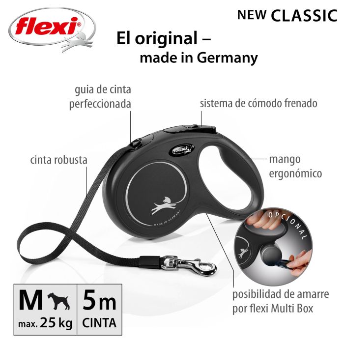 Correa Flexi New Classic M Cinta 5M Negro 1 Correa Flexi New Classic M Cinta 5M Negro 1