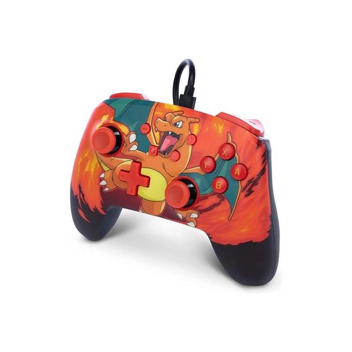 Power A Mando con Cable Nintendo Switch NSGP0040-02 Charizard Vortex, Diseño Mejorado y Botones Asignables, Compatible con Switch y Switch OLED 2