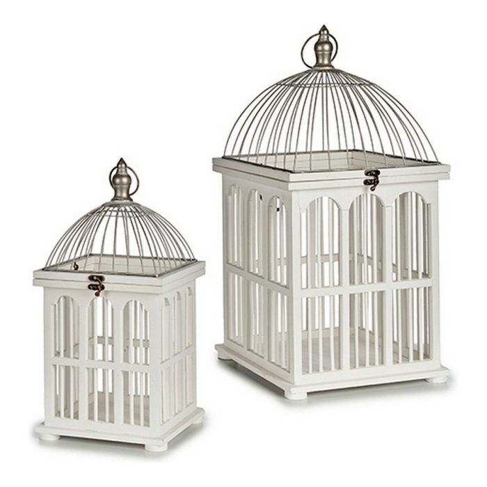 Giftdecor Set 2 Jaulas de Madera Blanca Cuadrada, 30x30x59 cm y 22.5x22.5x48 cm