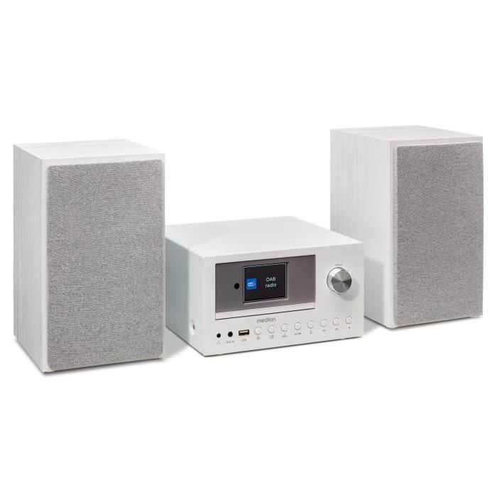 Medion AAAPE16825 Minicadena Hi-Fi Radio por Internet DAB/FM Reproductor de CD 2x15W RMS Blanco 1