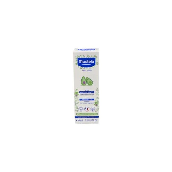 Mustela Crema Cuidado Costra Láctea para Bebé Recién Nacido y Todo Tipo de Pieles, Elimina y Previene, Hidratante, 84% Natural, 40 ml