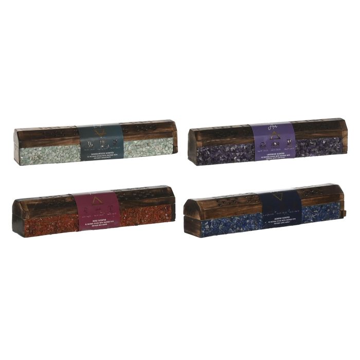 DKD Home Decor Incienso Varilla Indio, Surtido Fragancias Lavanda/Jazmín/Rosa/Sándalo y Colores Lila/Granate/Verde/Azul, 4 Sets de 10 Varillas
