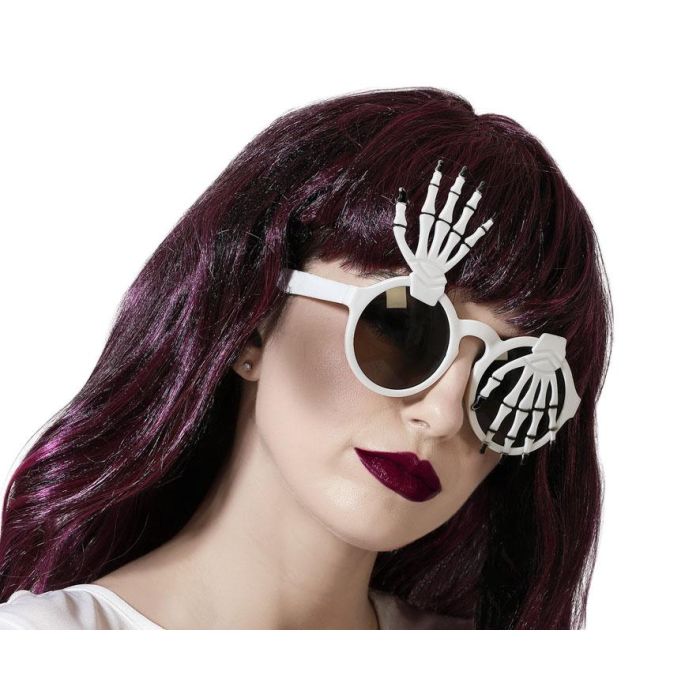 Gafas Halloween Mano Esqueleto Blancas