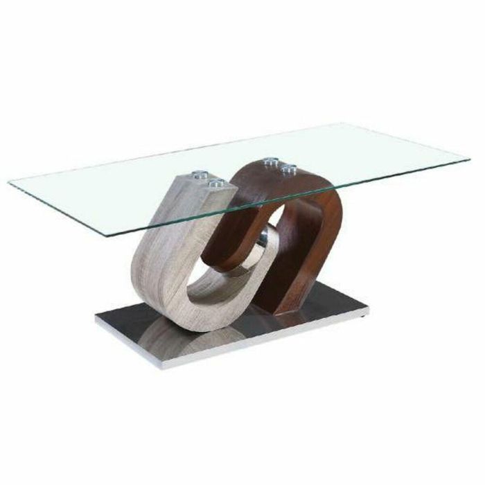 Mesa de Centro DKD Home Decor Marrón Transparente Plateado Natural Madera Cristal Madera MDF 120 x 60 x 45 cm