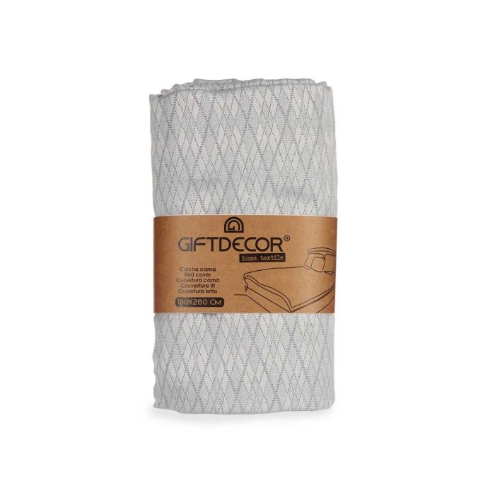 Colcha Cama Rombos Gris 180X260Cm Giftdecor (4 Unidades) 2 Colcha Cama Rombos Gris 180X260Cm Giftdecor (4 Unidades) 2