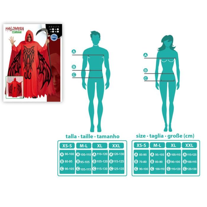 Disfraz Demonio Hombre Adulto Halloween Talla M-L - Túnica con Capa y Capucha Roja 1 Disfraz Demonio Hombre Adulto Halloween Talla M-L - Túnica con Capa y Capucha Roja 1