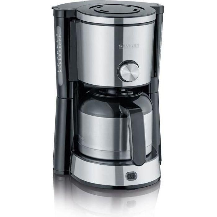 SEVERIN KA4845 Cafetera con filtro isotérmico TypeSwitch, Selector de aroma, 8 tazas, Capacidad: 1 L, Potencia: 1000 W, Acero inoxidable / Negro SEVERIN KA4845 Cafetera con filtro isotérmico TypeSwitch, Selector de aroma, 8 tazas, Capacidad: 1 L, Potencia: 1000 W, Acero inoxidable / Negro