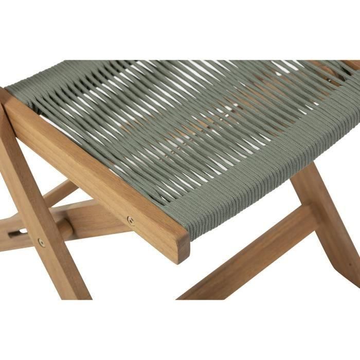 Conjunto de bistró plegable de madera de acacia FSC con tejido de cuerda verde oliva - 2 personas - MAKENA 5 Conjunto de bistró plegable de madera de acacia FSC con tejido de cuerda verde oliva - 2 personas - MAKENA 5