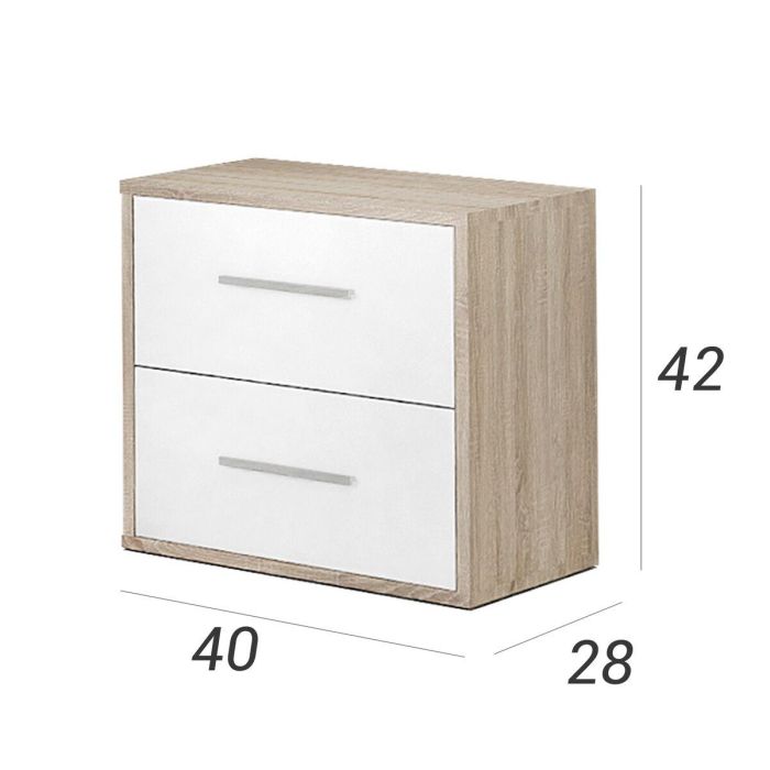 Mesita de Noche Alexandra House Living Blanco Metal Madera MDP 40 x 41 x 28 cm 2 cajones 1