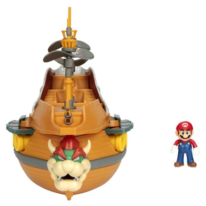 Jakks Pacific Super Mario: Vehículo Aeronave de Bowser con Figura de Acción de 6 cm - Juguete con Sonido y Pilas AA 3