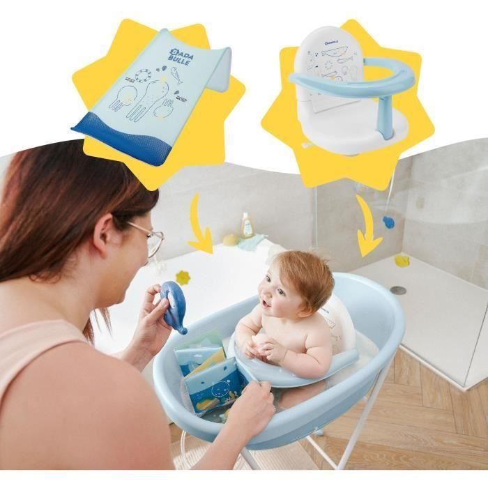 Badabulle Bañera para Bebé diseño Ballenas, de Nacimiento a 24 Meses, Espaciosa, con Tapón de Drenaje, Compatible con Hamaca/Silla de Baño, Hecha en Europa 4
