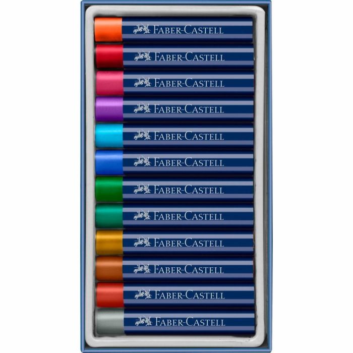 FABER-CASTELL Lápices de Pastel al Óleo Metálicos, Caja de Cartón con 12 Unidades