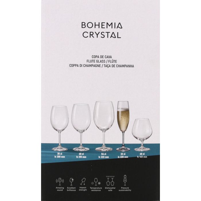 Bohemia Set de 6 Copas de Cava de Cristal 220 ml Colección Lara - Medidas: 4.5 x 4.5 x 23 cm (4 Cajas) 3