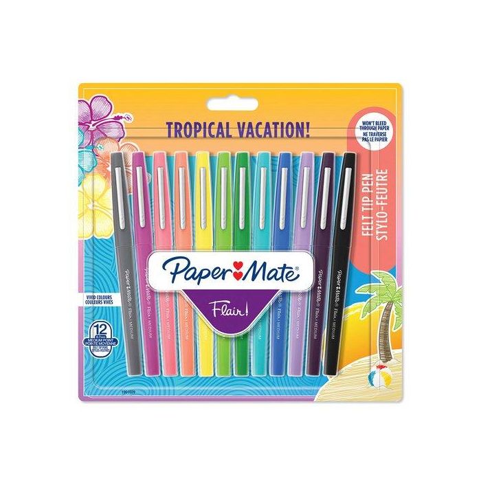 Rotulador Fibra Paper Mate Tropical Vacation Surtido Blister De 12
