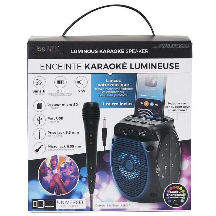 Be Mix Altavoz Con Micrófono Karaoke 5W Bluetooth, Luminoso con Cambio de Color, Lector Micro SD y USB 0 Be Mix Altavoz Con Micrófono Karaoke 5W Bluetooth, Luminoso con Cambio de Color, Lector Micro SD y USB 0