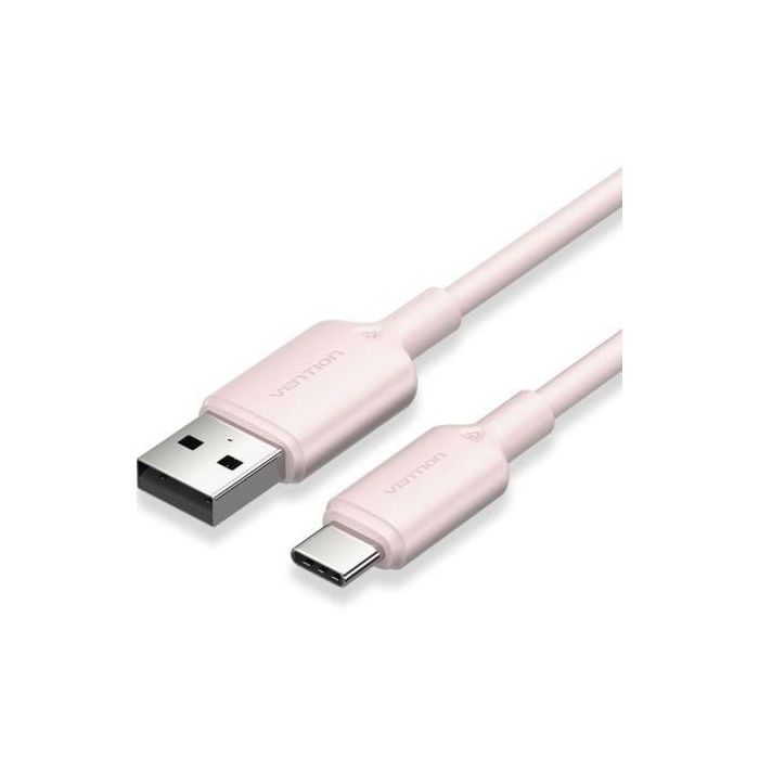 Cable USB 2.0 Tipo-C Vention CTQPH/ USB Tipo-C Macho - USB Macho/ Hasta 60W/ 480Mbps/ 2m/ Rosa