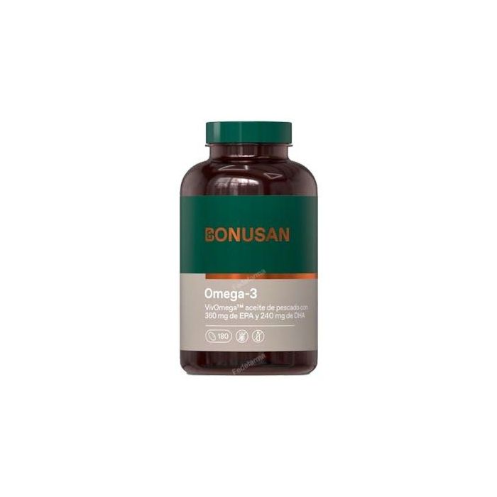 BONUSAN Omega 3 180 Perlas – Concentrado de Aceite de Pescado 360mg EPA 240mg DHA, Alta Absorción, Puro y Sostenible