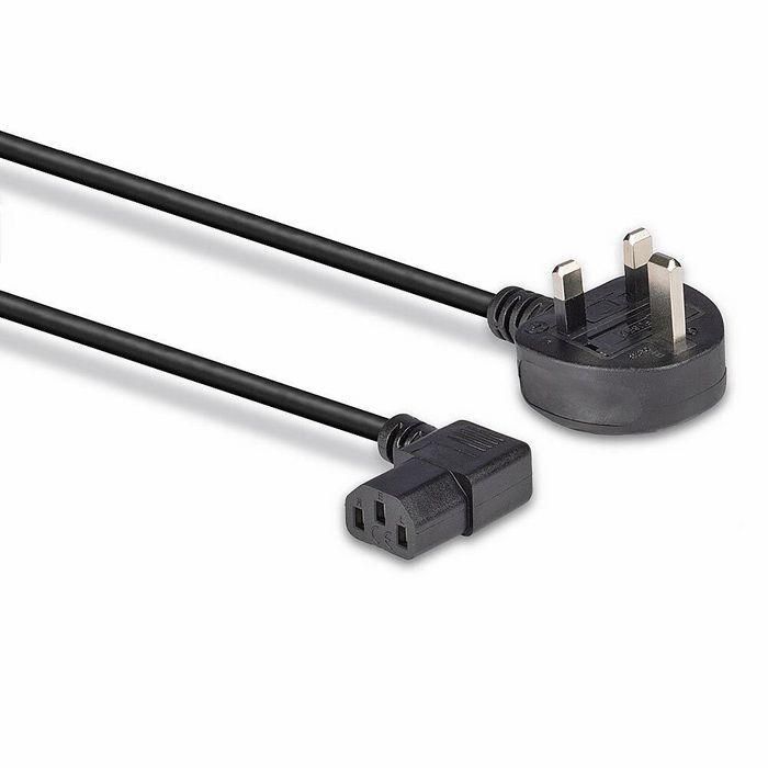 Lindy 1m UK 3 Pin Plug to Right Angled IEC C13 Mains Power Cable, Black 2 Lindy 1m UK 3 Pin Plug to Right Angled IEC C13 Mains Power Cable, Black 2