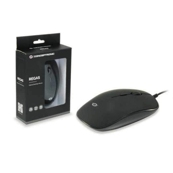Conceptronic Ratón Óptico USB Regas01B con Interruptor DPI 800/1000/1200 y Diseño Ergonómico para Diestros y Zurdos 18
